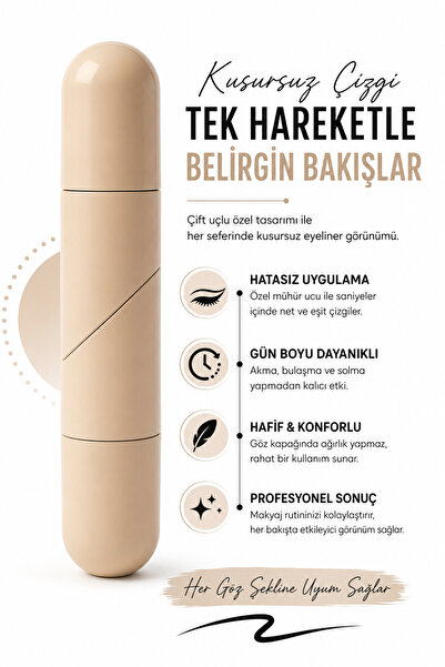 Mas'dala EGAR Çift Taraflı Dipliner Eyeliner Stamp Çift Kuyruklu Suya Dayanıklı Simetrik Göz Makyajı Kalemi