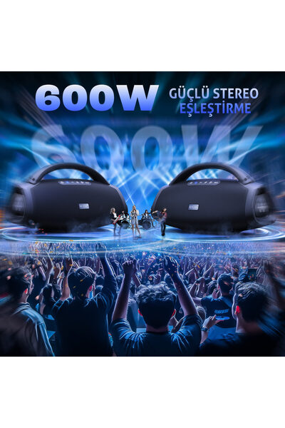 W-KING X20 Bluetooth Hoparlör 300W Boombox 24S Dinleme Ipx7 Kablosuz Stereo Tws Ses Bombası Siyah