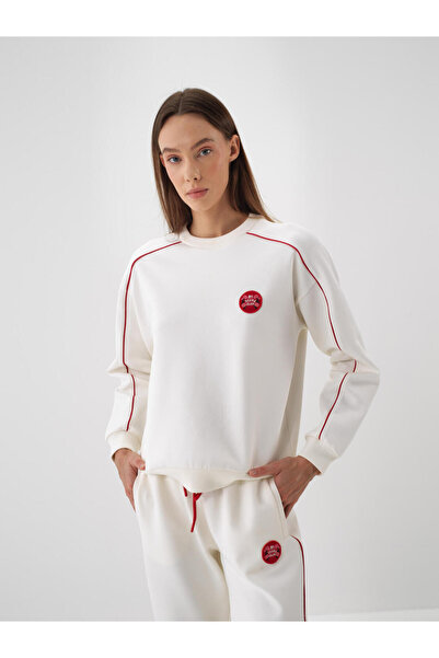 Xint Kadın Ekru Pamuklu Baskılı Sweatshirt