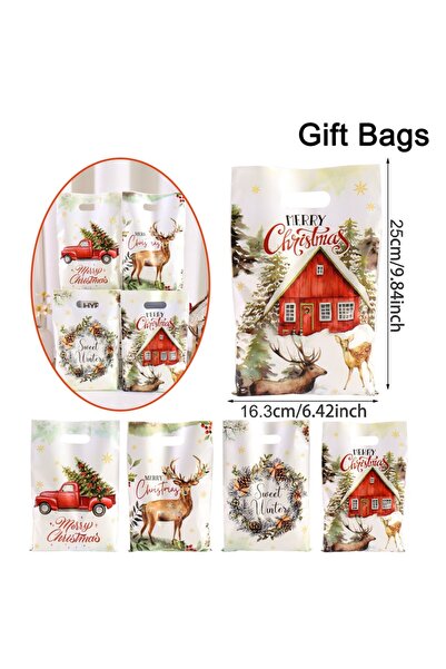 Choice 50pcs 1 10/20/50pcs Christmas Candy Bags Rustic Xmas Tree Wreath Elk T...