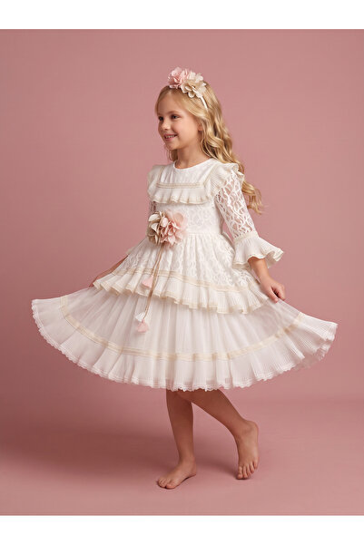 Ciliegia Dolls Trendshen Desenli Dantelli ve Tüllü Elbise