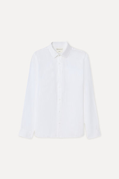 Mudo Men's White Comfort Fit Long Sleeve Linen Shirt