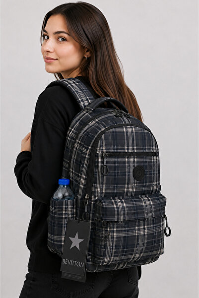 Bevitton Water Repellent Fabric School Bag Unisex School Backpack 20289 Plaid...