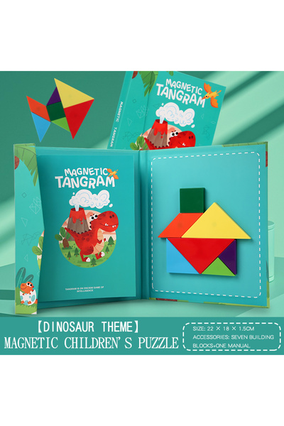 Choice1 Light Yellow Montessori Magnetic Tangram Wooden Puzzle Book for Child...