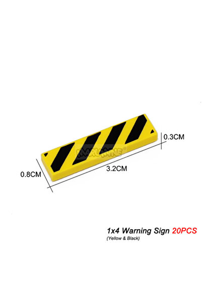 Choice3 1x4 Black n Yellow Marumine 1x4 Tile Warning Signs 20PCS MOC Bricks D...
