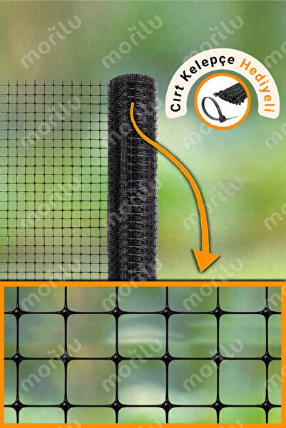 Morilu SİYAH Plastik Kuş Filesi - 2.5 cm Göz Aralıklı Kuş PERDESİ - Ekstrude ...