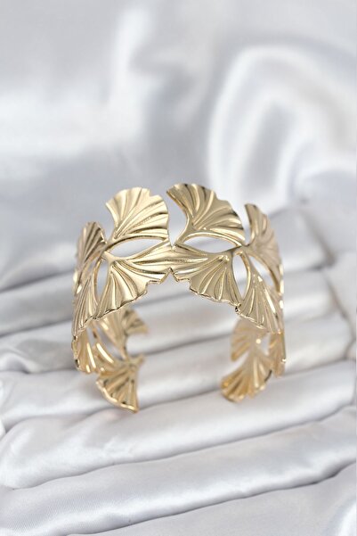 Inure Jewelry سوار نسائي موديل مروحة من النحاس بلون ذهبي