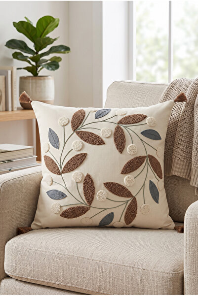 St Shopyteks Papatya Bohemian Punch Embroidered Throw Pillow Cover (Without I...