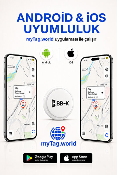 HBB-K İOS & Android Beyaz Tag Uyumlu Airtag Akıllı Gps Takip Cihazı (2'li Paket)