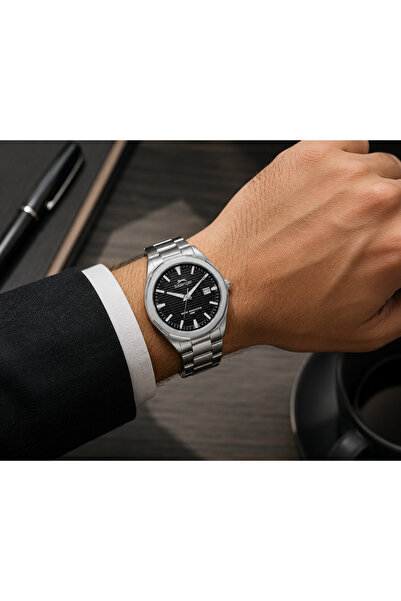 Slazenger Erkek Kol Saati Gümüş Metal Kordon Siyah Kadran 40MM Quartz Mekaniz...
