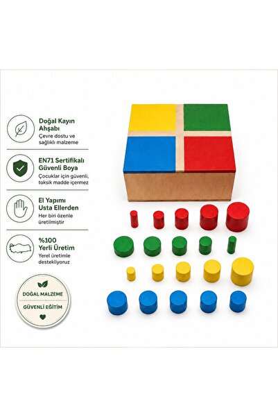 Montessori Gemisi Montessori Mini Handleless Cylinders |   Wooden Colored Min...
