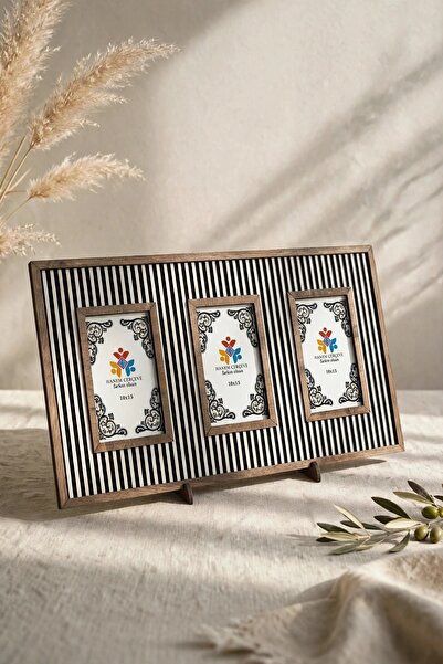 HANEM 3'lü 10x15 cm Fotoğraf Çerçevesi & Ahşap MDF 3'lü Kolaj