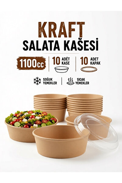 ecenplast Kraft Salata Kasesi – 10’lu Kap & Kapak Seti