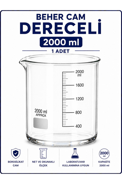 Labolist Beher Cam Dereceli 2000ml 1 Adet