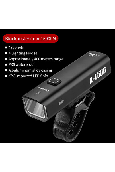 Choice مصباح أمامي للدراجة A-1500 TOSUOD بقوة 1000/1200/1500 لومن، إضاءة أمام...