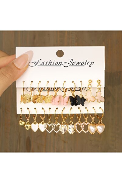 Choice set 1 Women's Vintage Heart-Shaped Pendant Hoop Earrings Set Bohemian ...