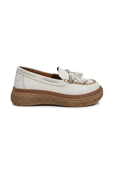 Mammamia Women's Leather Comfort Casual Shoes 7735-Lx - Cream - 37