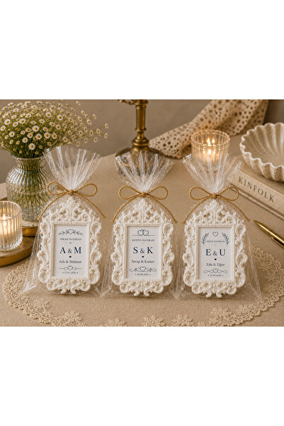 İDC ANI 25 Adet Taş Tozu Magnet Çerçeve Seti Düğün.Nikah-Sünnet-Doğum Günü, B...