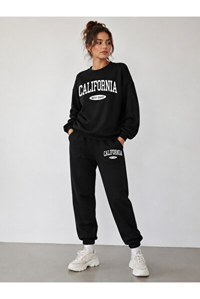 Boi California WC Combination Lower Upper Tracksuit Set - Black Printed Overs...