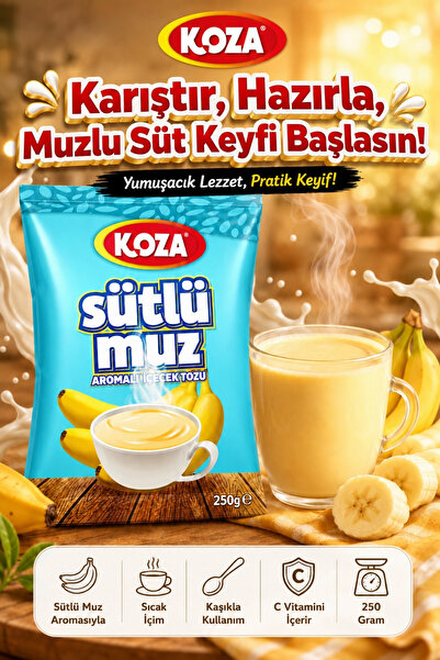 Koza Gurmelerin Seçimi Sütlü Muz Aromalı Sıcak İçime Uygun Premium İçecek Toz...