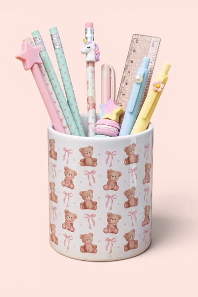 Cool Stuff Studio Teddy Bear Oyuncak Ayı Desenli Dekoratif Kalemlik & Makyaj ...