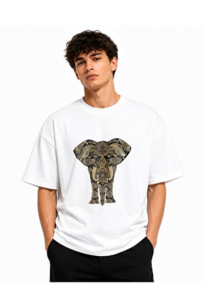 Inscriptie Tricou Unisex Bumbac Premium Casual " Elefant bronz "