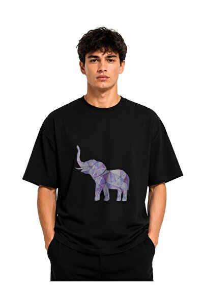 Inscriptie Tricou Unisex Bumbac Premium Casual " Geometric elefant "