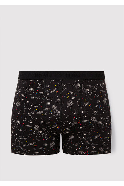 Mavi Galaksi Baskılı Siyah Boxer 092084-900