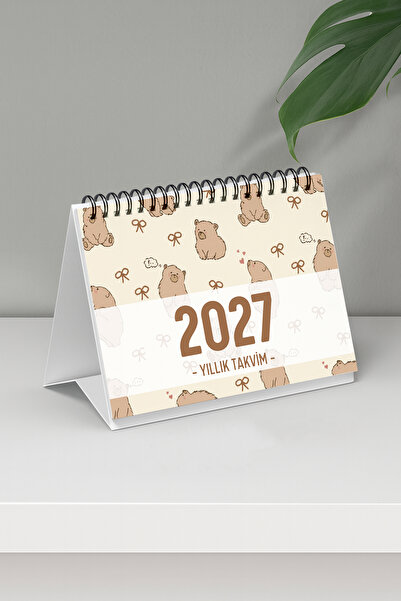 Eldesen Tasarım 2027 Masa Takvimi Spiralli A6 (15x12cm) Orta Boy / Resmi Tati...