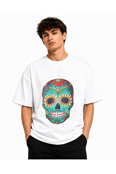Inscriptie Tricou Unisex Bumbac Premium Casual " Colorful day of the dead sku...
