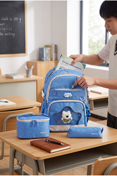Relaxion Set of 3 Children's Primary School Bags with Pen Holder and Lunch Ba...