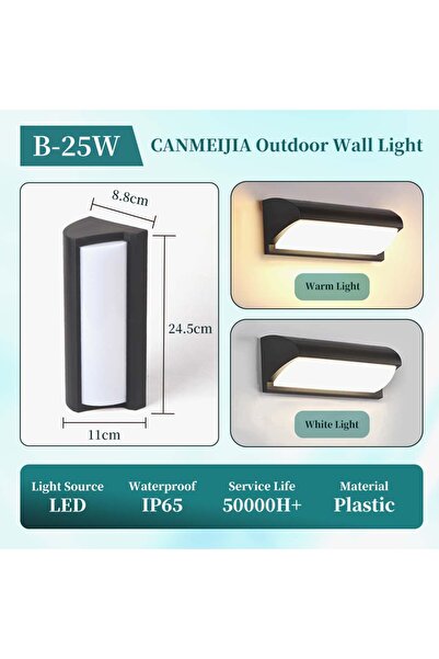 Choice1 White light Type B Black 25W LED Outdoor Wall Light IP65 Waterproof P...