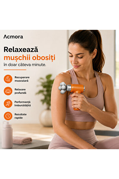 Acmora Mini Pistol de Masaj Profesional Acmora, Deep Tissue, AI Smart Pressur...
