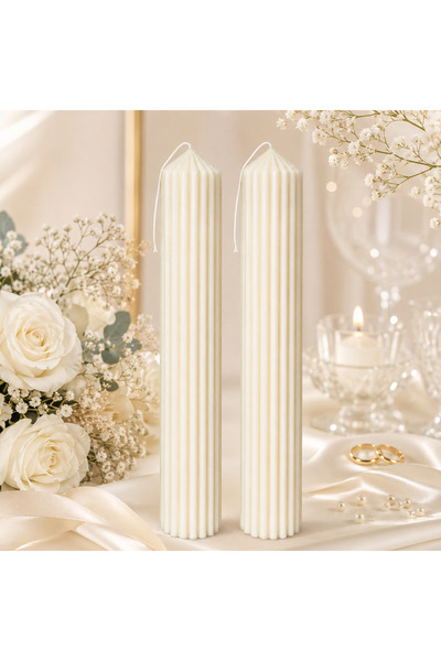 Arka9 Lumânare Nuntă/Botez Canelată – 40 cm x 6 cm
