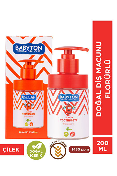 BABYTON Doğal Çilek Diş Macunu 6 Yaş ve Üzeri Florürlü 200 ml