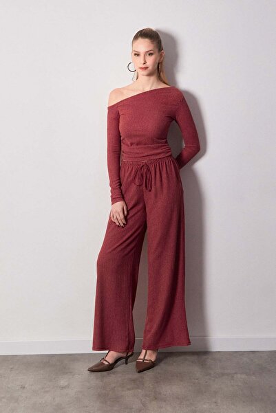 Fulla Moda Beli Lastikli Bürümcük Kumaş Palazzo  Pantolon