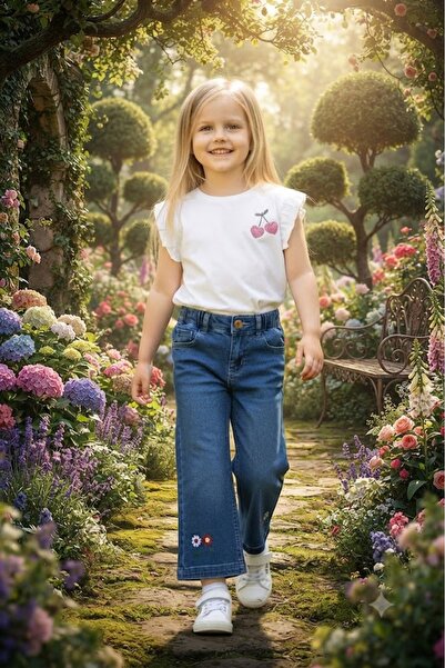 Erca Home Tekstil Ürünleri Elastic Waist Denim Pants / Jeans for Girls 2Y,3Y,...