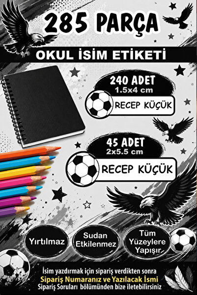 Kt Grup Okul Etiketi Kalem Defter Etiketi Siyah Beyaz Özel Isim Yazılabilen E...