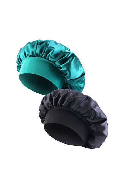 Choice24 Black Teal New Satin Wide Brim Nightcap Silky Bonnet Hair Wrap for S...