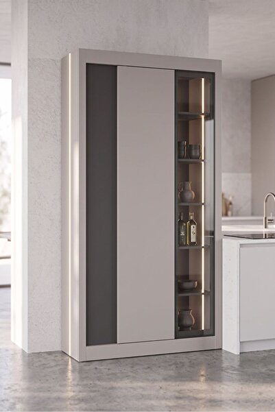 Avm 24 Nero Vitrinli Kiler Dolabı 115 cm Montaj Dahil