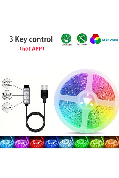 Choice شريط إضاءة LED RGB بطول 2 متر مع تحكم بثلاثة أزرار، وإضاءة LED للغرف ب...