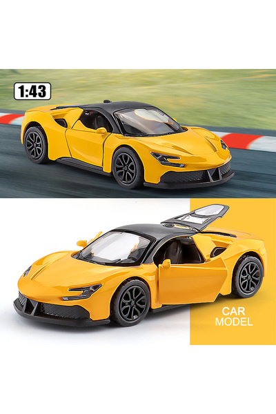 Choice3 W4301 Yellow 1:43 Scale 4 Inch Die Cast Model Race Car Toy with Pullb...