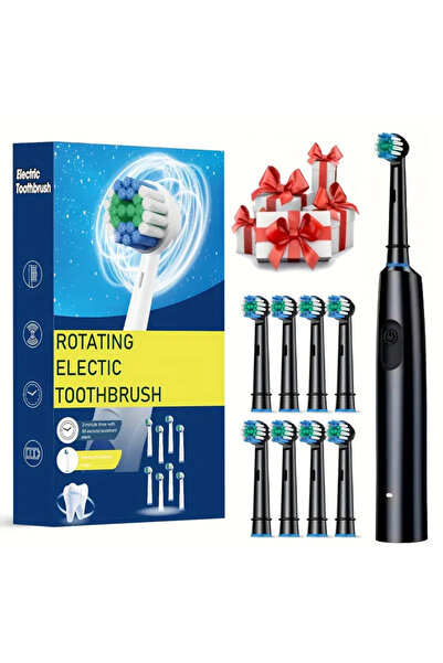 Choice4 Black 8 Heads Electric Toothbrush Rotary Rechargeable Electric Toothb...