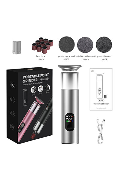 Choice Sliver Electric Foot File Callus Remover 2-in-1 Rechargeable with 60PC...