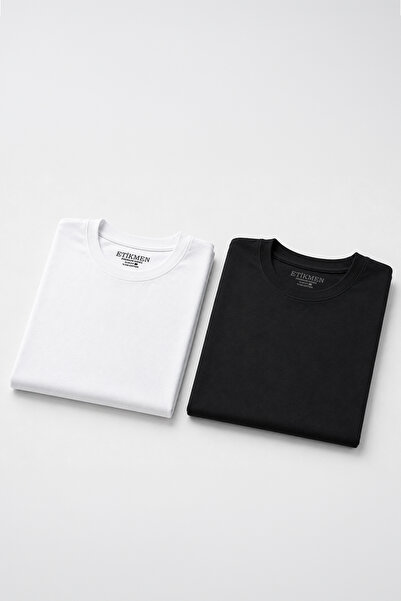 Etikmen 2-Pack Premium Lycra Organic Cotton Basic Slimfit Black-White Men's T...