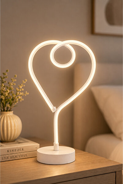 NisaLuce عاكس ضوء LED على شكل قلب - أبيض •• مصباح طاولة LED للدراسة والمكتب، ...