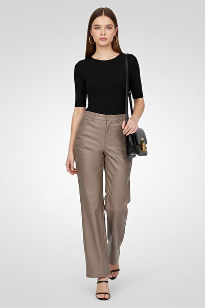 The Giving Movement Women Regular Fit Solid Flared Pants, Taupe