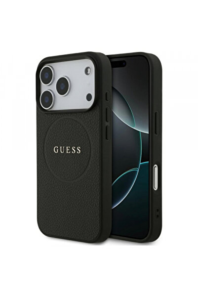 Apple Husa MagSafe pentru iPhone 17 Pro Max, Guess, Grained Gold Ring, Neagra