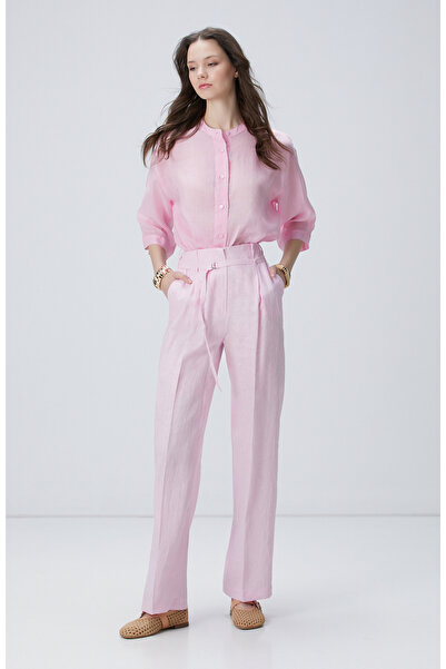 Network Pembe Keten Pantolon