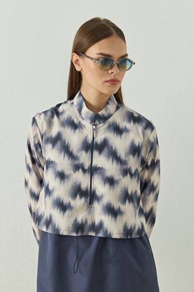 QANU Pattern Tesettür Mayo Tunik Mavi